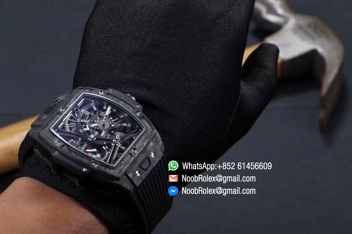 Spirit of Big Bang Tourbillon Black Forged Carbon Case & Bezel with Black Rubber Strap Asia 23J Automatic Power Reserve Movement 1:1 Top Quality