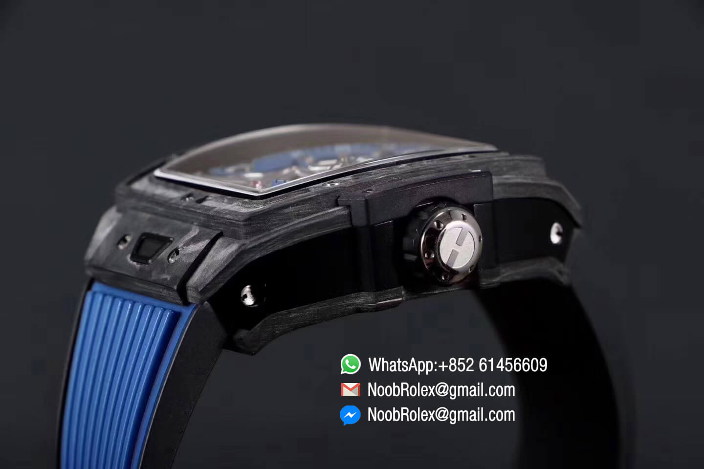 Hublot Spirit of Big Bang Tourbillon Black Forged Carbon Case & Bezel with Blue Rubber Strap Asia 23J Automatic Movement 1:1 Top Quality