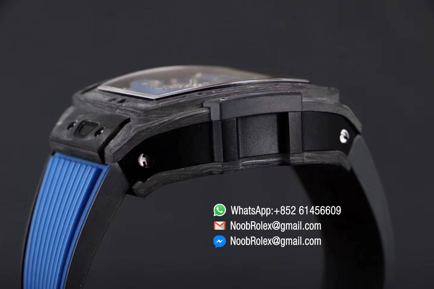Hublot Spirit of Big Bang Tourbillon Black Forged Carbon Case & Bezel with Blue Rubber Strap Asia 23J Automatic Movement 1:1 Top Quality