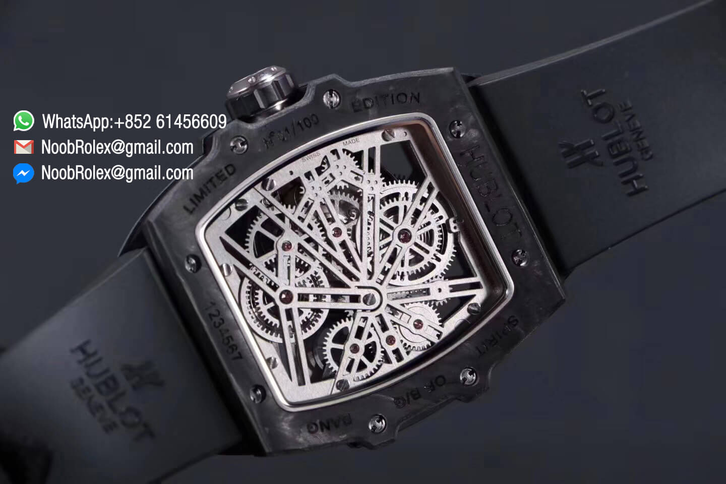 Hublot Spirit of Big Bang Tourbillon Black Forged Carbon Case & Bezel with Blue Rubber Strap Asia 23J Automatic Movement 1:1 Top Quality