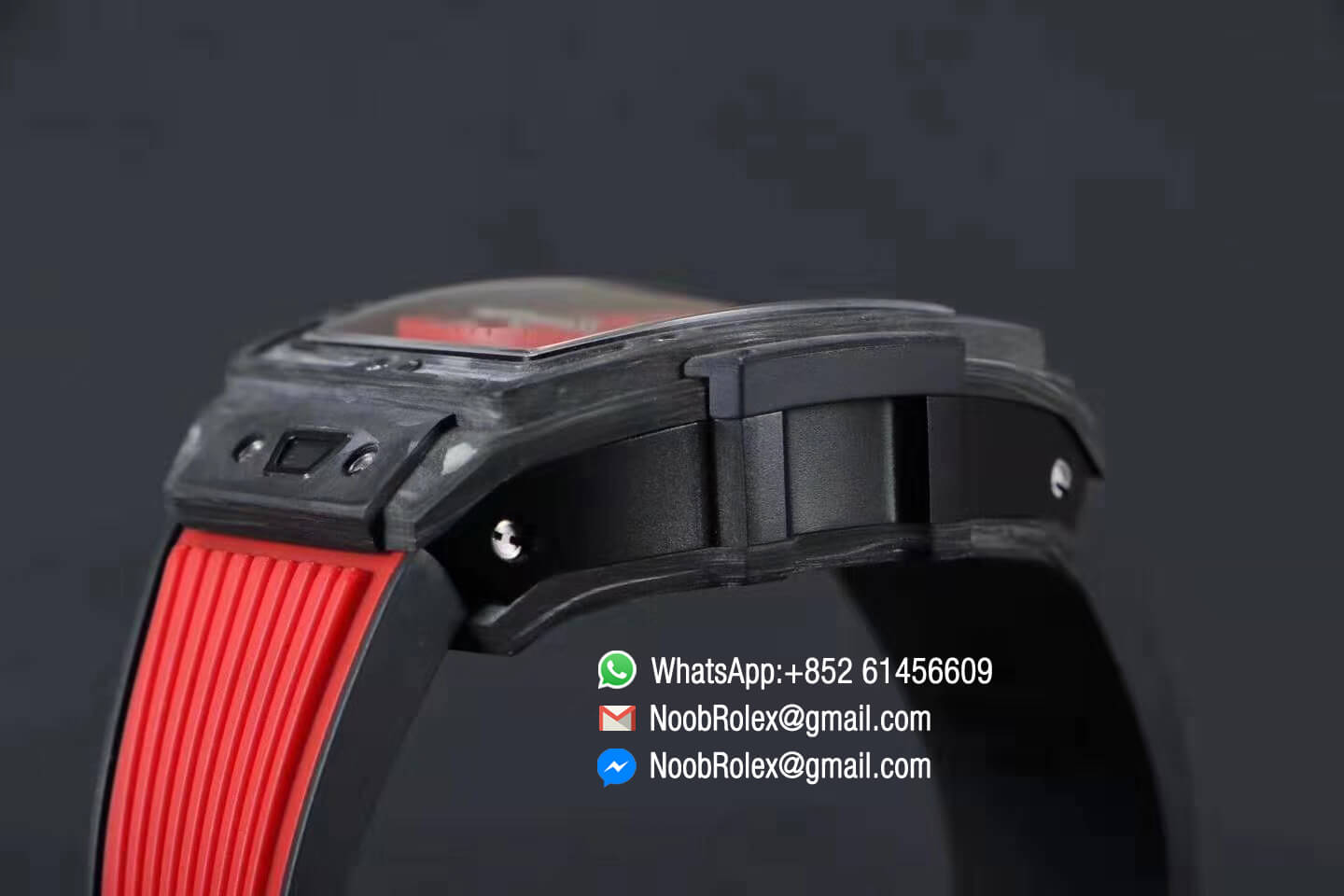 Spirit of Big Bang Tourbillon Black Forged Carbon Case & Bezel with Red Rubber Strap Asia 23J Automatic Power Reserve Movement 1:1 Top Quality