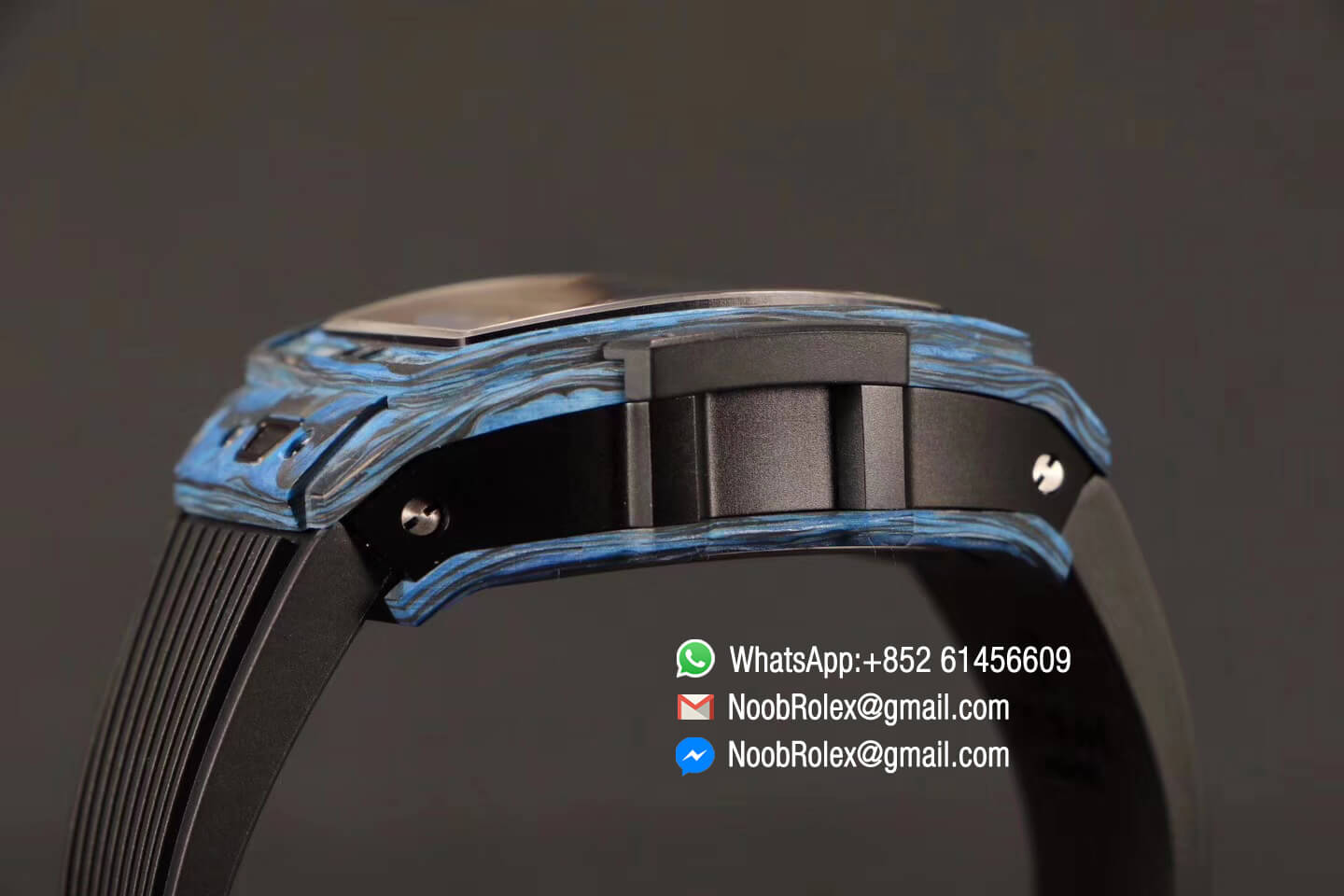 Hublot Spirit of Big Bang Tourbillon Blue Forged Carbon Case & Bezel with Black Rubber Strap Asia 23J Automatic Movement 1:1 Top Quality