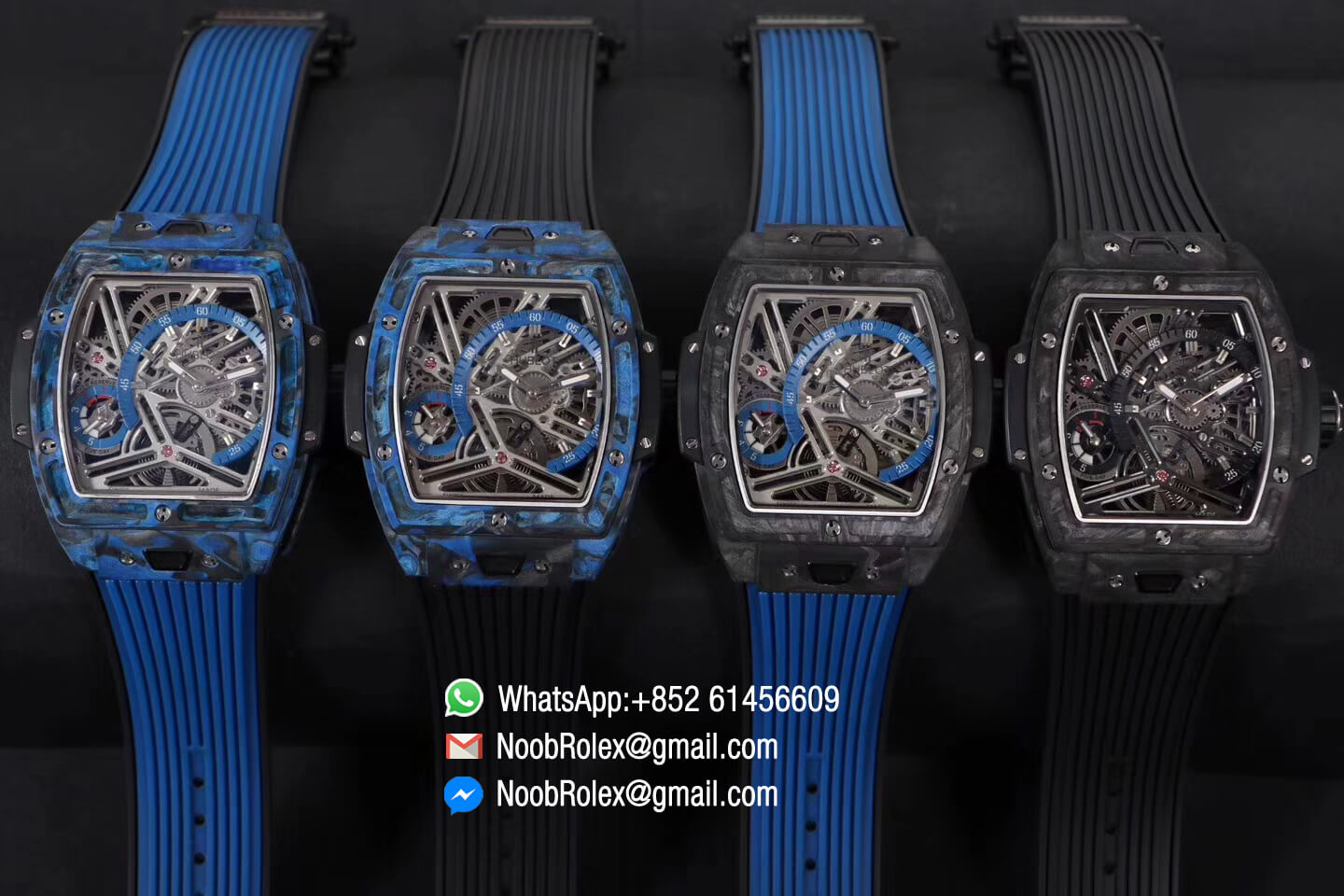 Hublot Spirit of Big Bang Tourbillon Blue Forged Carbon Case & Bezel with Black Rubber Strap Asia 23J Automatic Movement 1:1 Top Quality