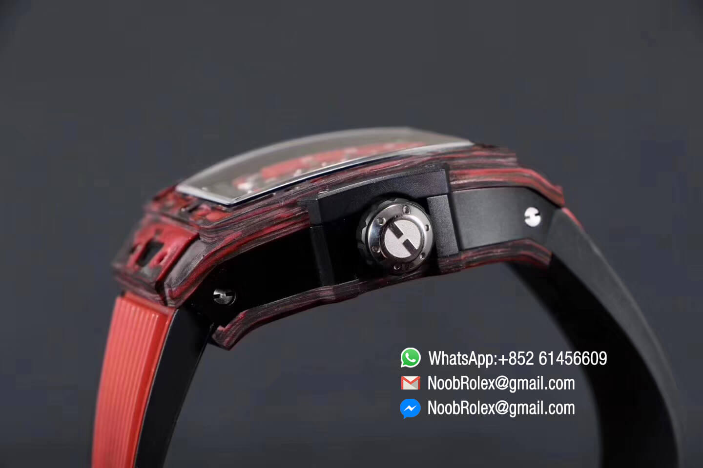 Spirit of Big Bang Tourbillon Red Forged Carbon Case & Bezel with Red Rubber Strap Asia 23J Automatic Power Reserve Movement 1:1 Top Quality