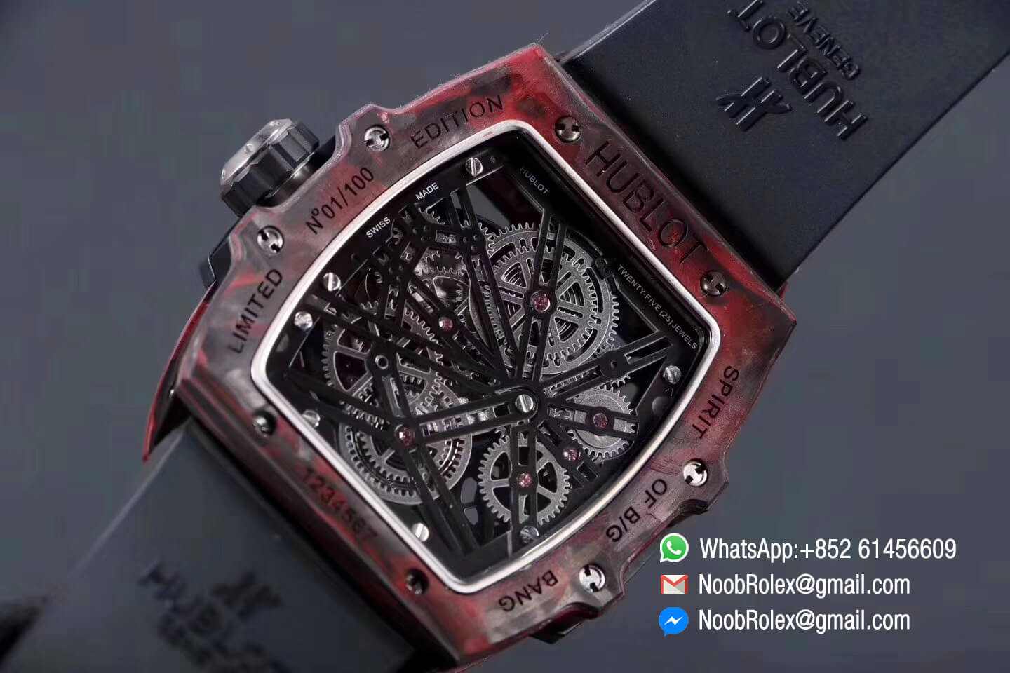 Spirit of Big Bang Tourbillon Red Forged Carbon Case & Bezel with Red Rubber Strap Asia 23J Automatic Power Reserve Movement 1:1 Top Quality