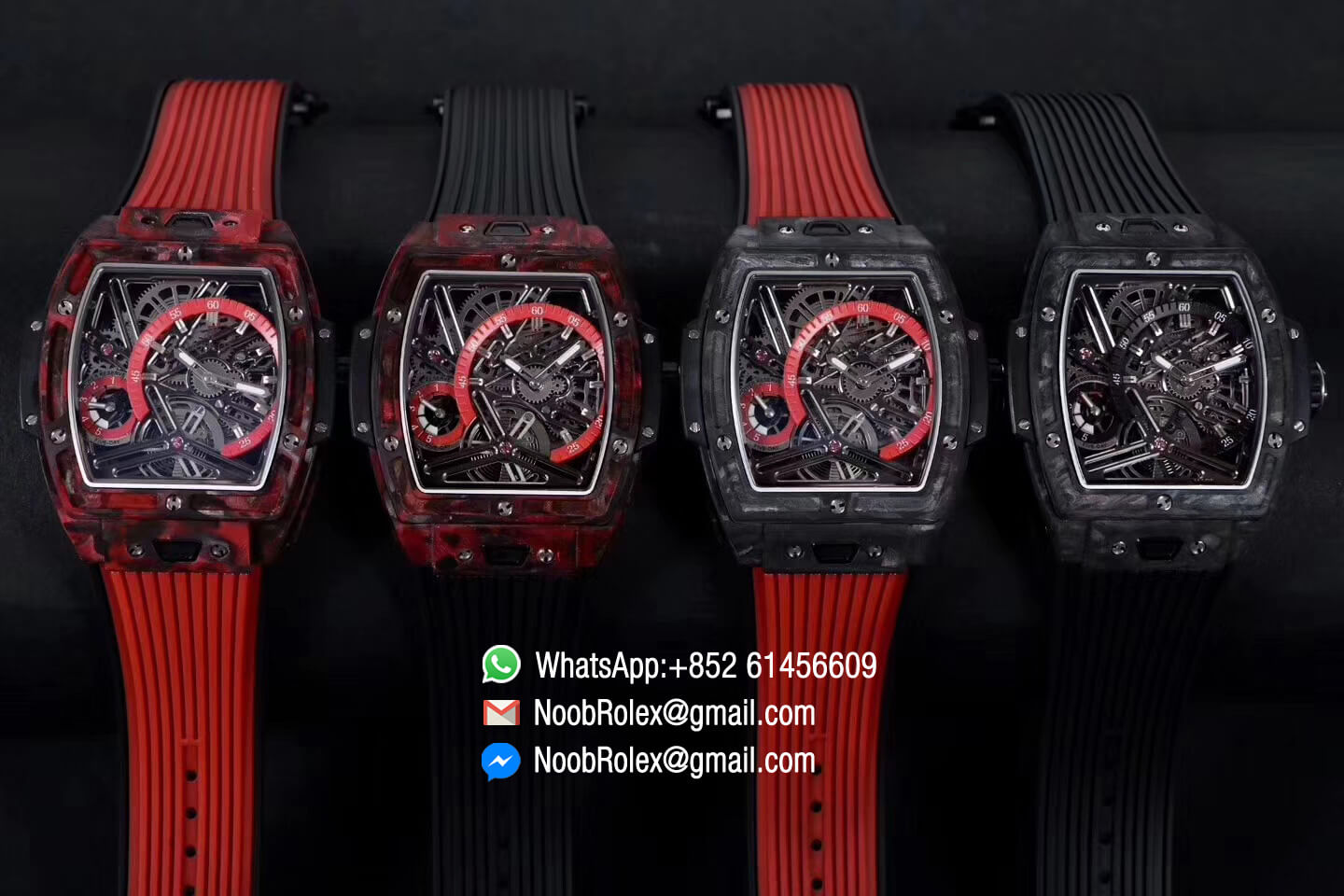 Spirit of Big Bang Tourbillon Red Forged Carbon Case & Bezel with Red Rubber Strap Asia 23J Automatic Power Reserve Movement 1:1 Top Quality