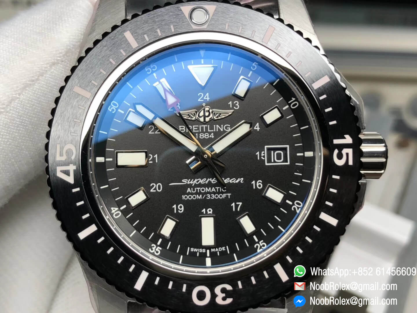 Superocean 44mm Special Edition Stainless Steel Case Ceramic Bezel GF 1:1 Best Edition Black Dial on Steel Bracelet A2824