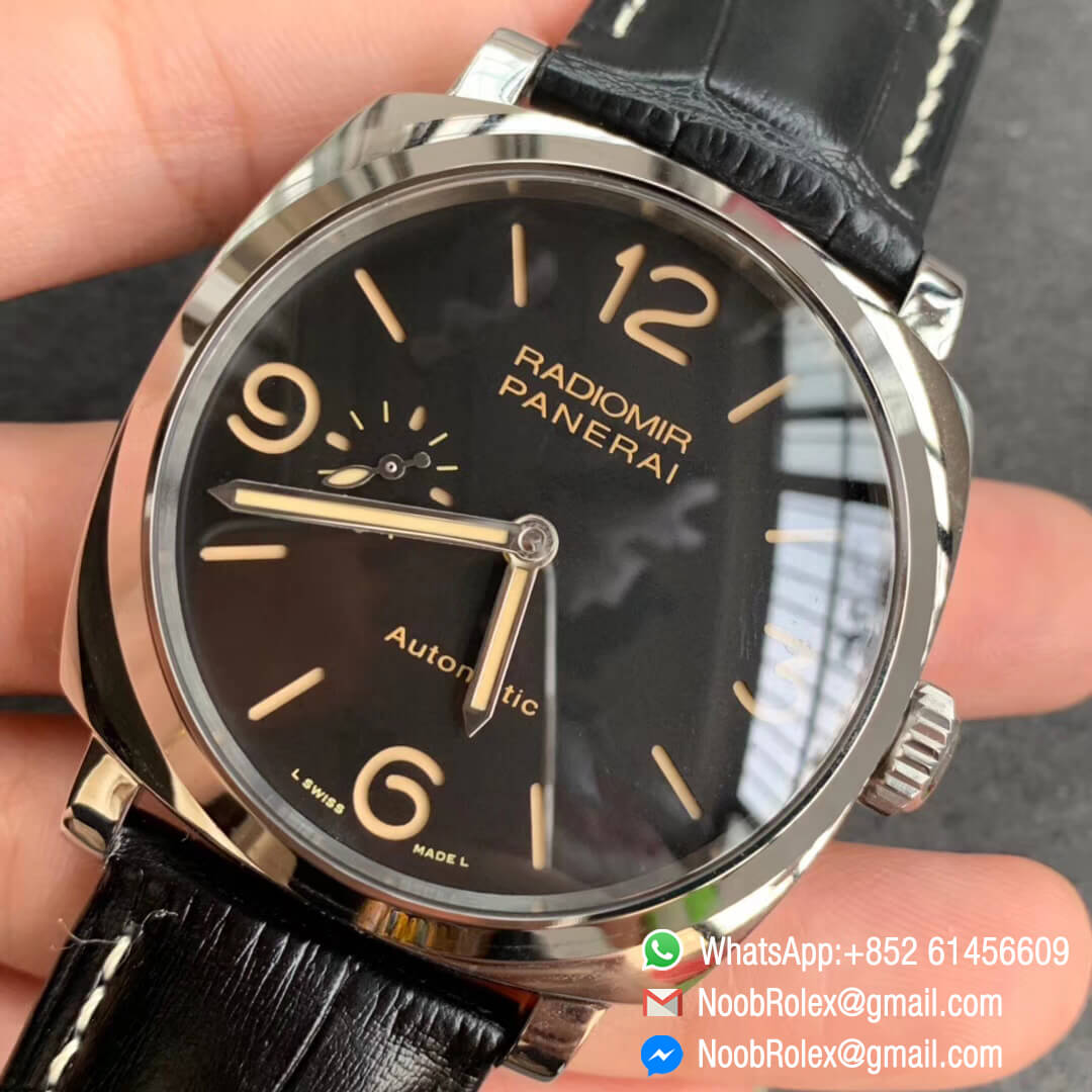 Best Swiss Watch Replica PM572 Radiomir 1940 V9F Black Dial on Black Leather Strap P4000 Super Clone Movement 03