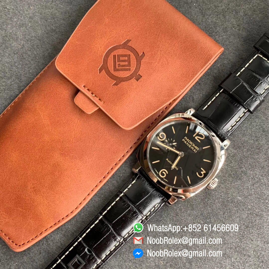 Best Swiss Watch Replica PM572 Radiomir 1940 V9F Black Dial on Black Leather Strap P4000 Super Clone Movement 09