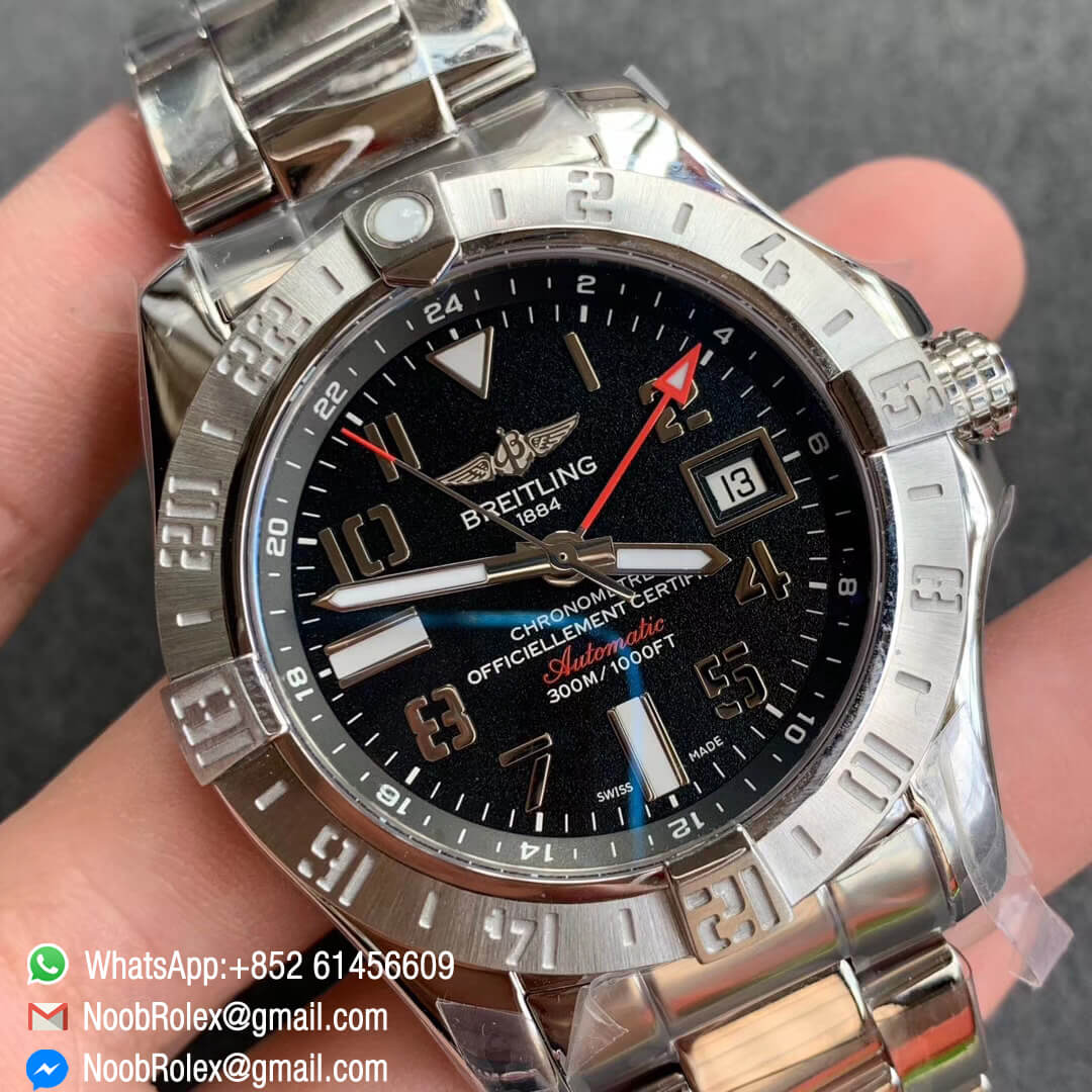 GF Factory New Avenger II GMT V2 Edition Steel Case Black Dial Roman Markers on Steel Bracelet A2836 Noob Factory Watch 02