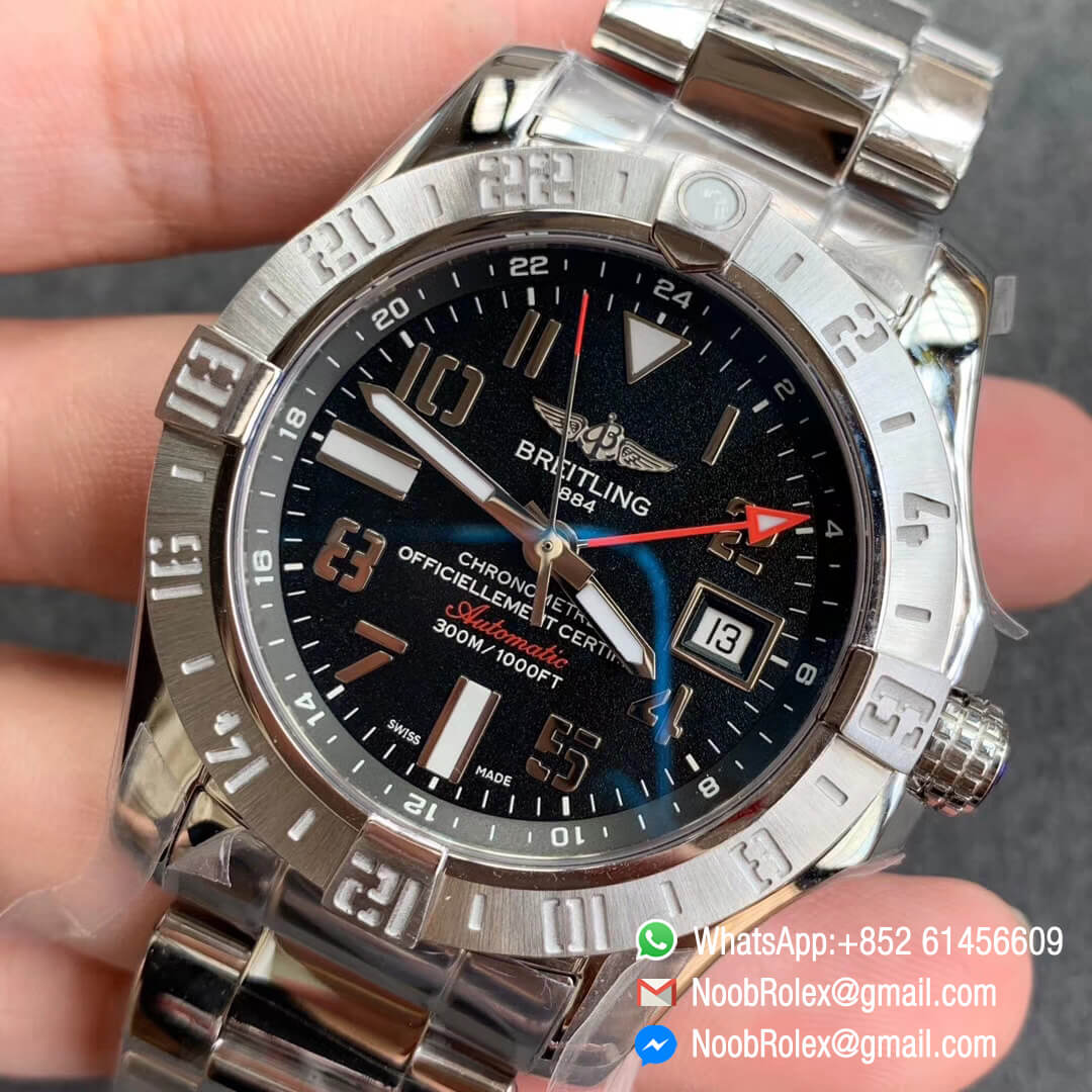 GF Factory New Avenger II GMT V2 Edition Steel Case Black Dial Roman Markers on Steel Bracelet A2836 Noob Factory Watch 03