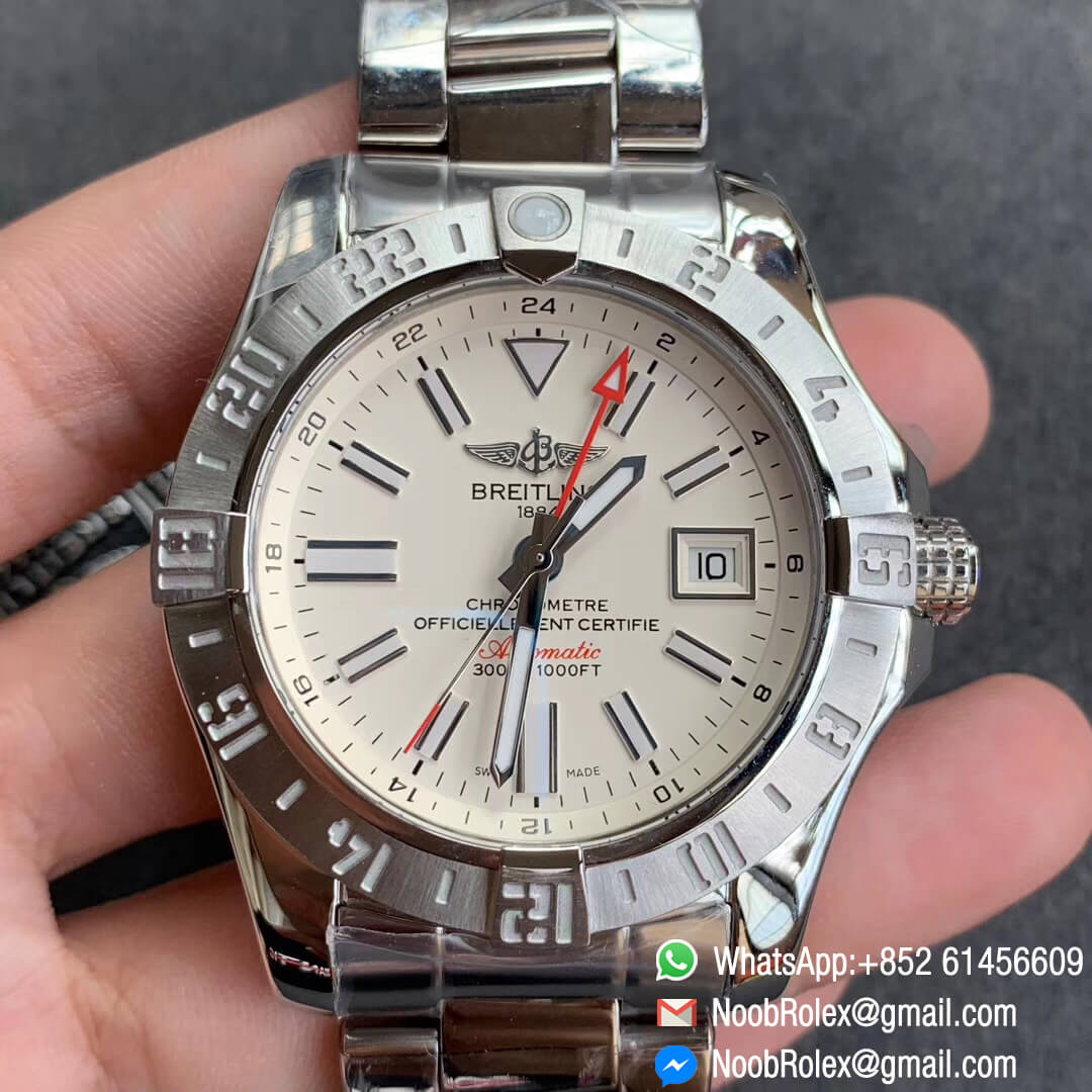 GF Factory New Avenger II GMT V2 Edition Steel Case White Dial Stick Markers on Steel Bracelet A2836 Noob Watch News 01