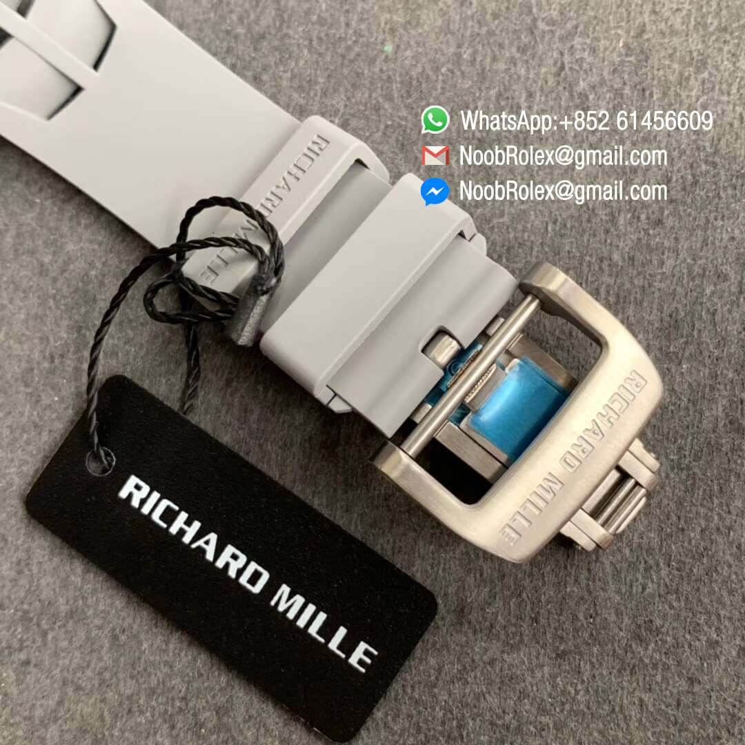 KV Factory Swiss Watch Replica RM011 FM Polo Club St Tropez Edition White Ceramic Case Flyback Chronograph Crystal Skeleton Dial Blue Crown 06