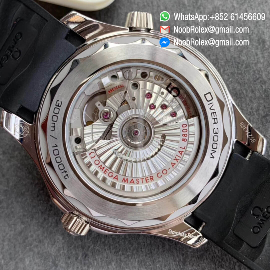 OM Factory Basel 2019 Seamaster Diver 300m Co Axial Black Ceramic White Dial on Black Rubber Strap A8800 08