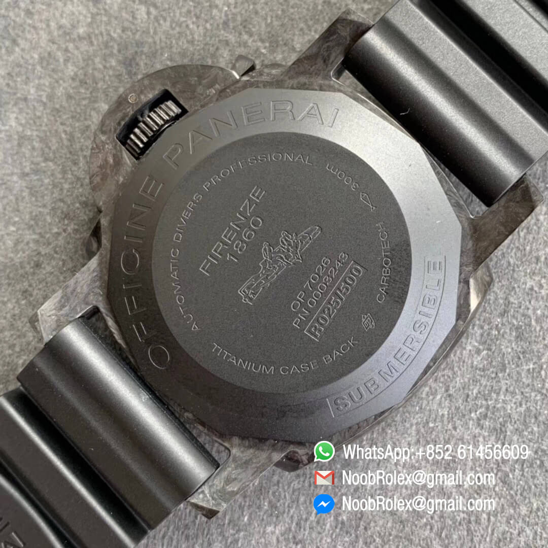 Panerai Carbotech PAM616 Luminor Submersible Special Edition Forged Carbon Case XF Best Edition on Black Rubber Strap P.9000 Movement