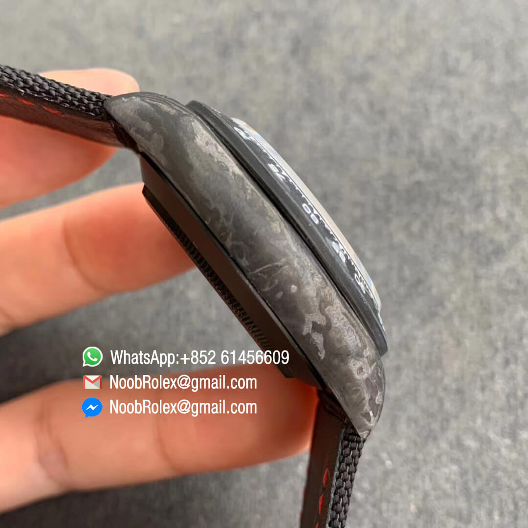 Swiss Movement Clone Watches WWF Daytona DIW Carbon Case and Bezel Black Dial on Black Nylon Strap A7750 05