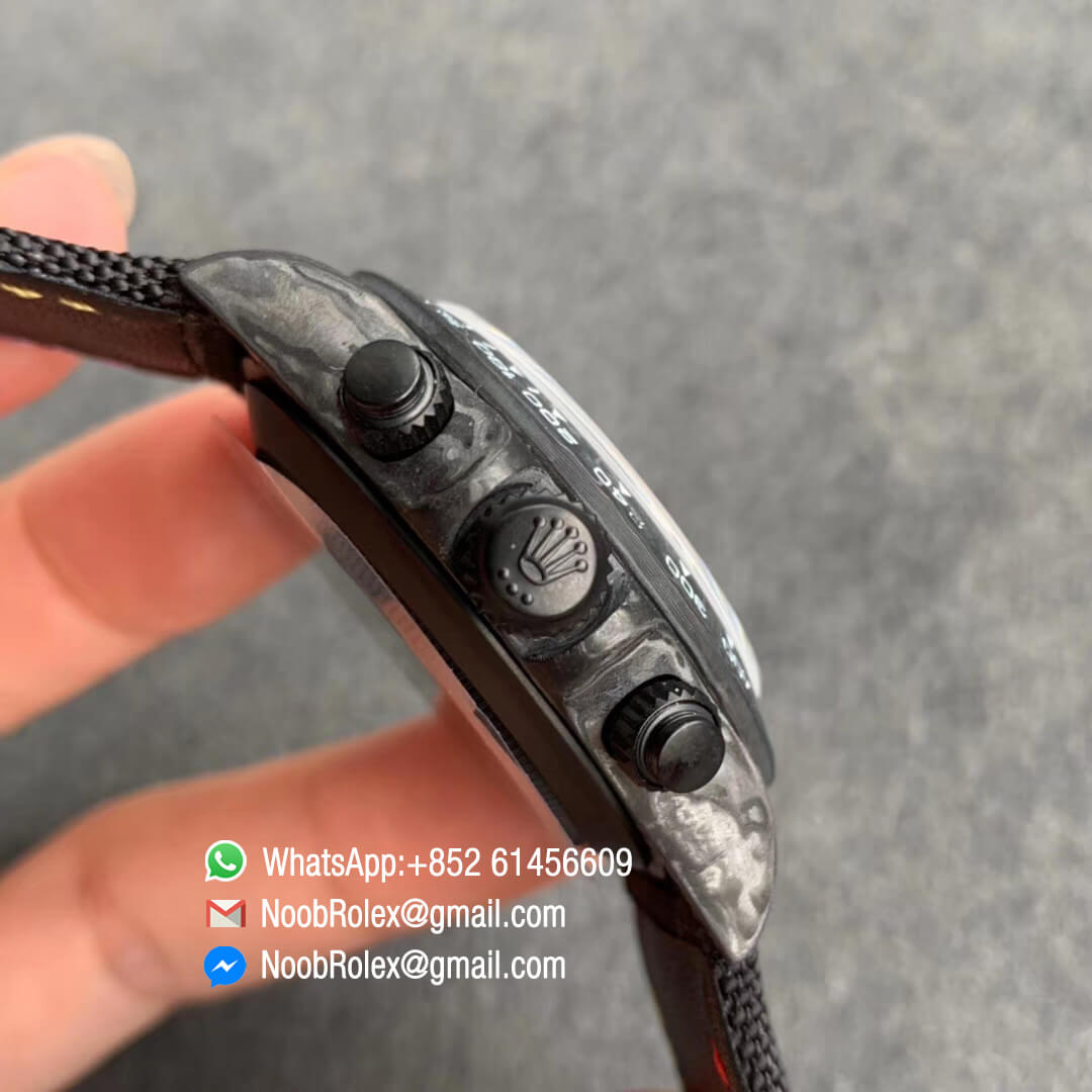 Swiss Replica Watches Rolex Daytona DIW Carbon Case and Bezel Motley Colorful Dial on Black Nylon Strap A7750 TWF Best Edition
