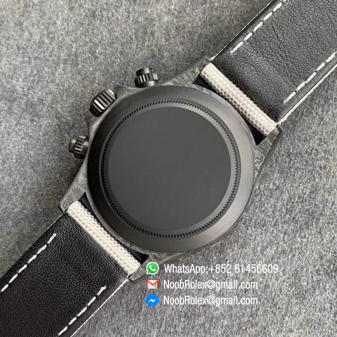 Swiss Replica Watches Daytona DIW Black Carbon Case and Bezel White & Black Dial on Black Nylon Strap A7750 TWF Best Edition