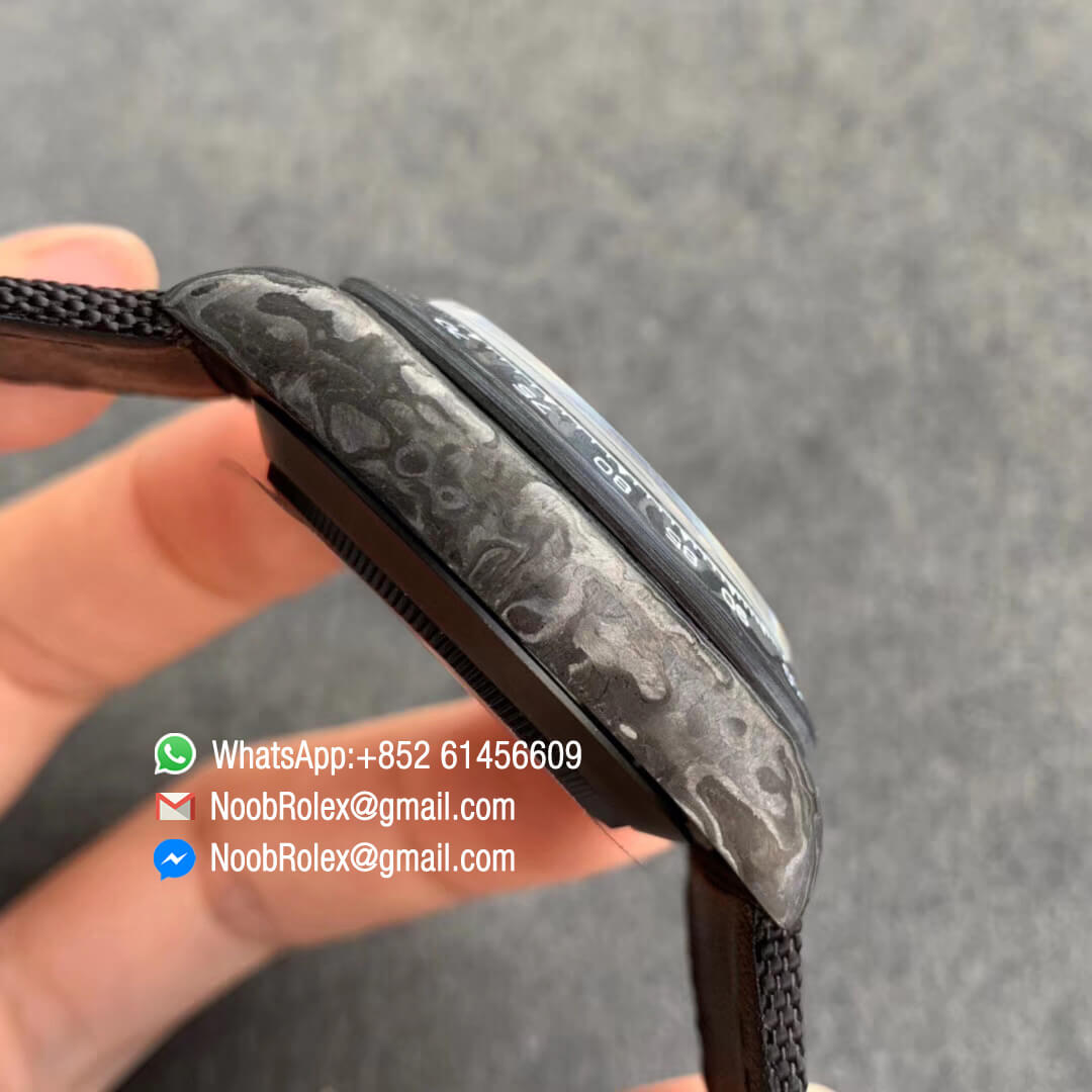 Swiss Replica Watches Rolex Daytona DIW Black Carbon Case and Black Dial on Black Nylon Strap A7750 A7750 TWF Best Edition