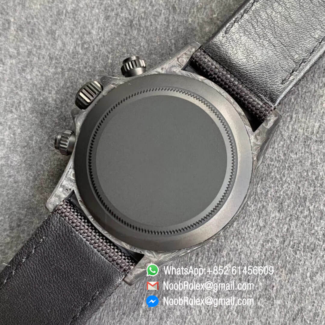 Swiss Replica Watches Rolex Daytona DIW Black Carbon Case and Black Dial on Black Nylon Strap A7750 A7750 TWF Best Edition