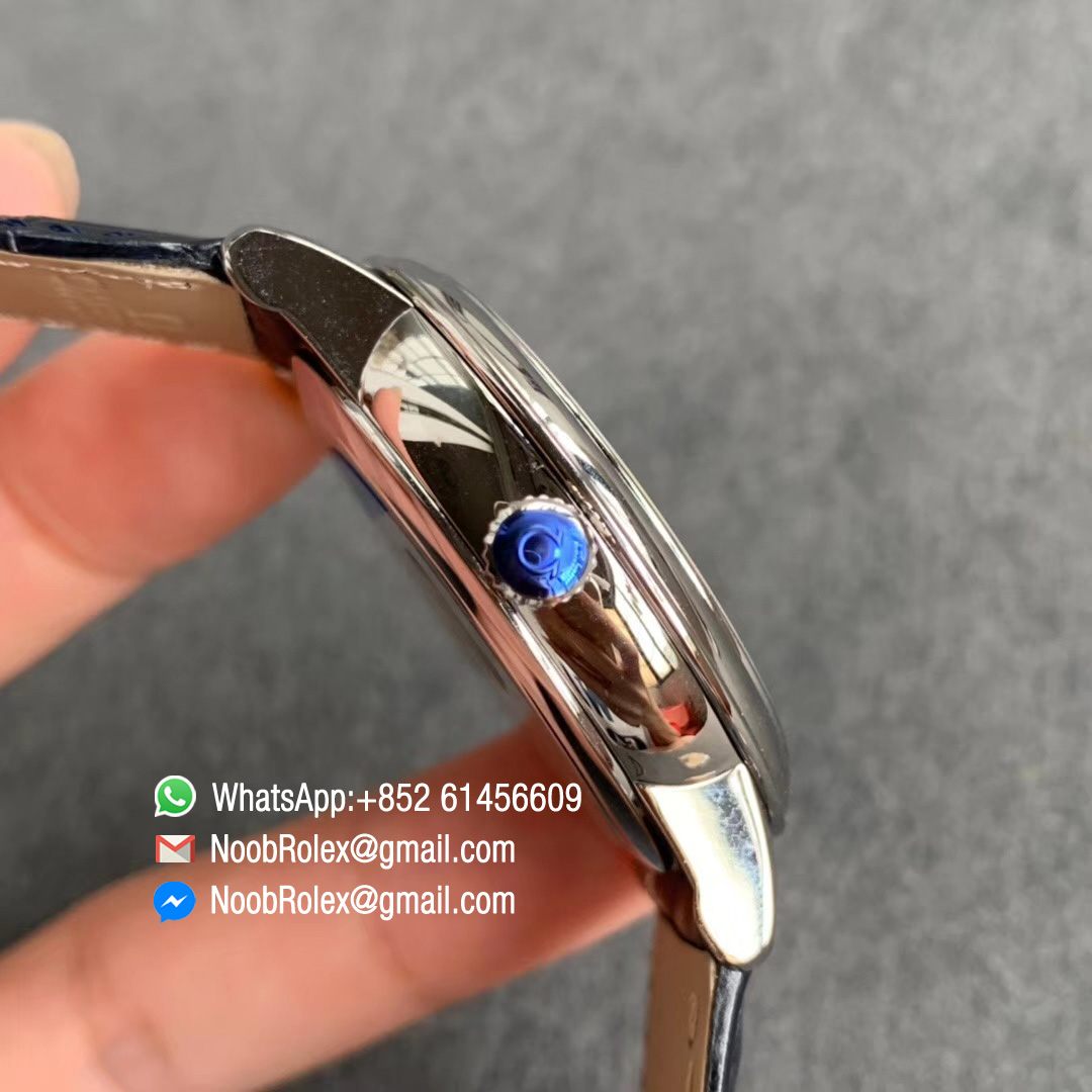 Swiss Watch Replica De Ville Prestige Power Reserve Steel Case Gray Dial Blue Markers MIYOTA 9015 ZF Edition - Noob Watch Time