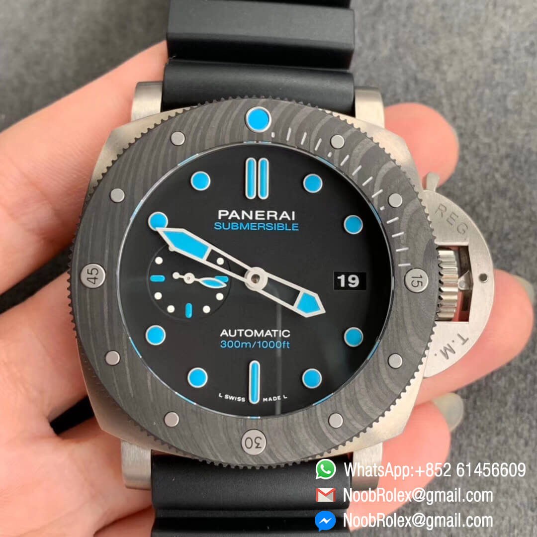 Swiss Watch Replica PAM799 Titanium Case Carbotech Bezel Black Dial on Rubber Strap P.9010 Clone VSF Edition - Noob Watch Time