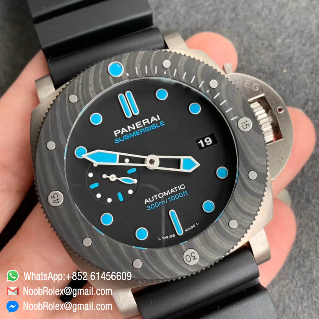 Swiss Watch Replica PAM799 Titanium Case Carbotech Bezel Black Dial on Rubber Strap P.9010 Clone VSF Edition - Noob Watch Time