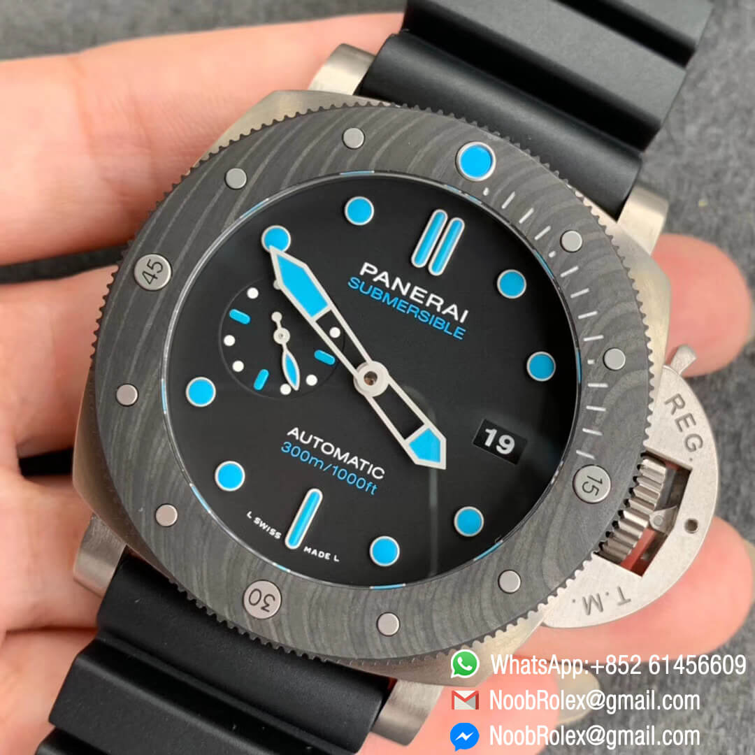 Swiss Watch Replica PAM799 Titanium Case Carbotech Bezel Black Dial on Rubber Strap P.9010 Clone VSF Edition - Noob Watch Time