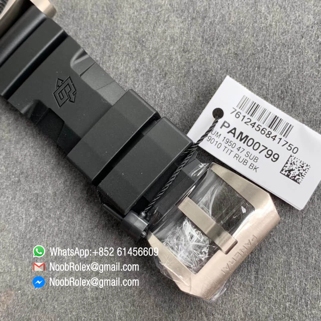 Swiss Watch Replica PAM799 Titanium Case Carbotech Bezel Black Dial on Rubber Strap P.9010 Clone VSF Edition - Noob Watch Time