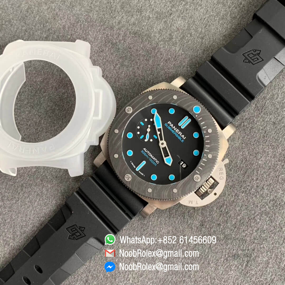 Swiss Watch Replica PAM799 Titanium Case Carbotech Bezel Black Dial on Rubber Strap P.9010 Clone VSF Edition - Noob Watch Time