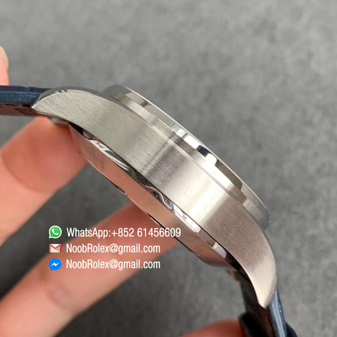 Swiss Watch Replica Pilot IW387812 Chrono Function Steel Case Silver Dial with Blue Markers on Blue Leather Strap A7750 ZF Edition