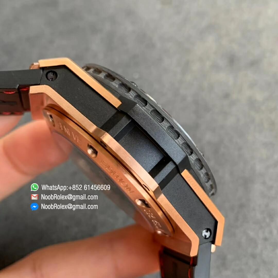 Big Bang Ferrari F1 Rose Gold Case Grey Dial Rose Gold Stick Markers Black Leather Strap HUB4100 V6F 3