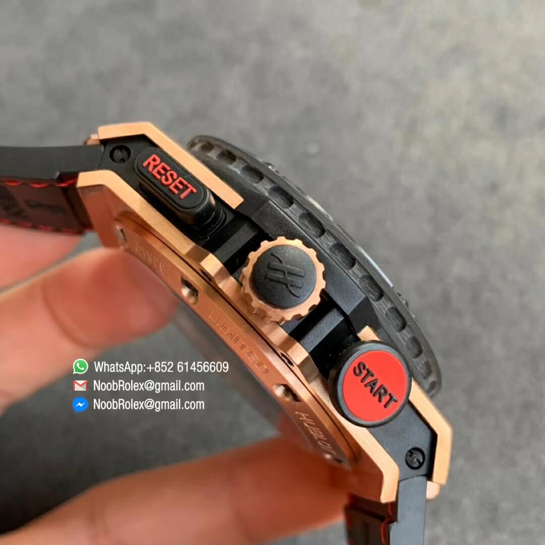 Big Bang Ferrari F1 Rose Gold Case Grey Dial Rose Gold Stick Markers Black Leather Strap HUB4100 V6F 4