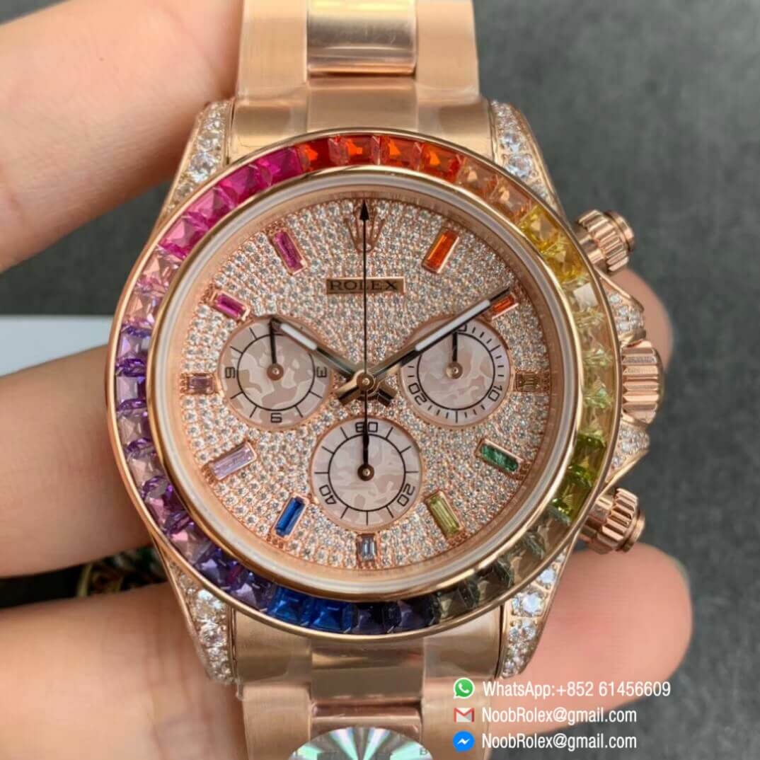 Daytona 116595RBOW RG Rainbow Crystal BLF Best Edition Diamonds Dial on RG Bracelet A4130 1