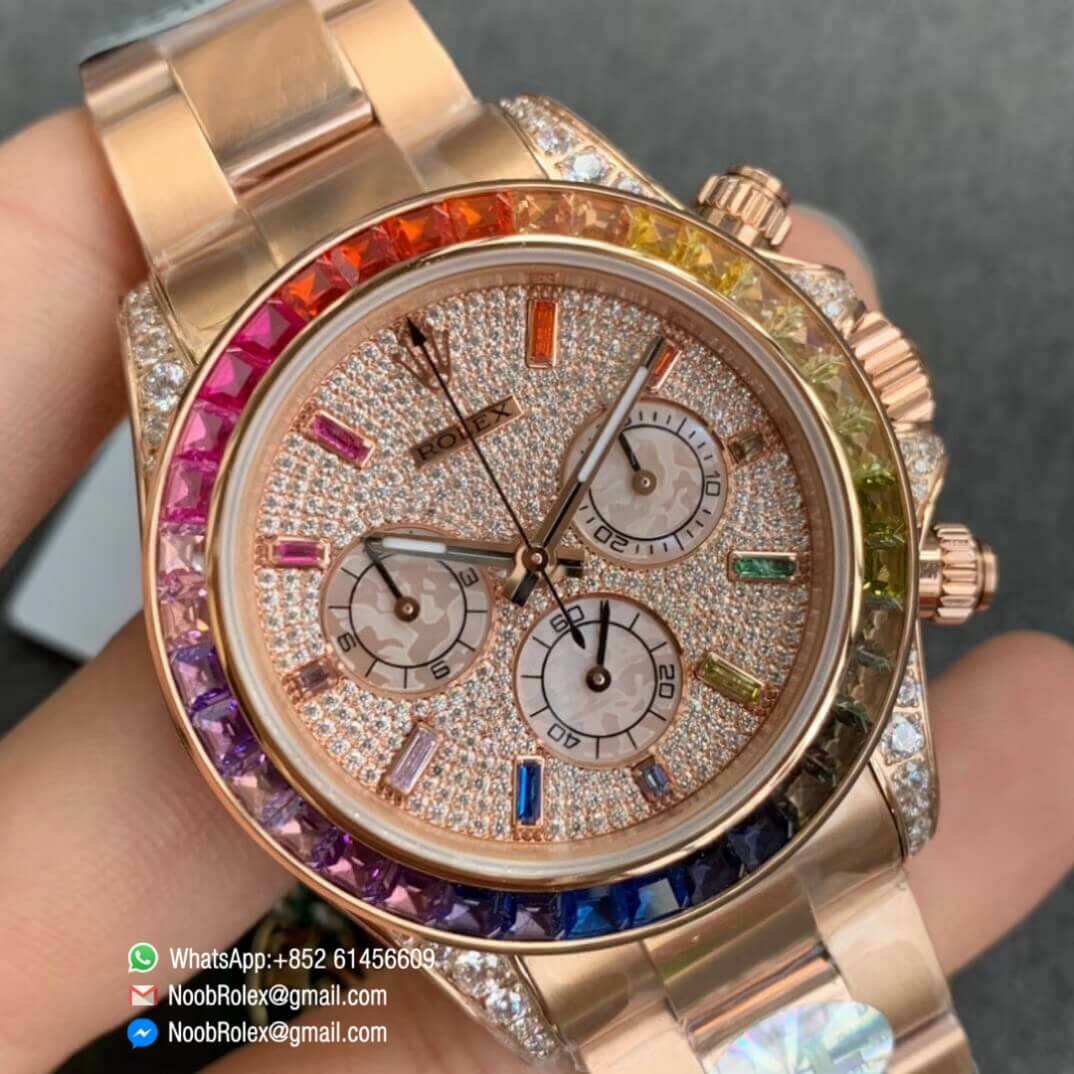 Daytona 116595RBOW RG Rainbow Crystal BLF Best Edition Diamonds Dial on RG Bracelet A4130 7