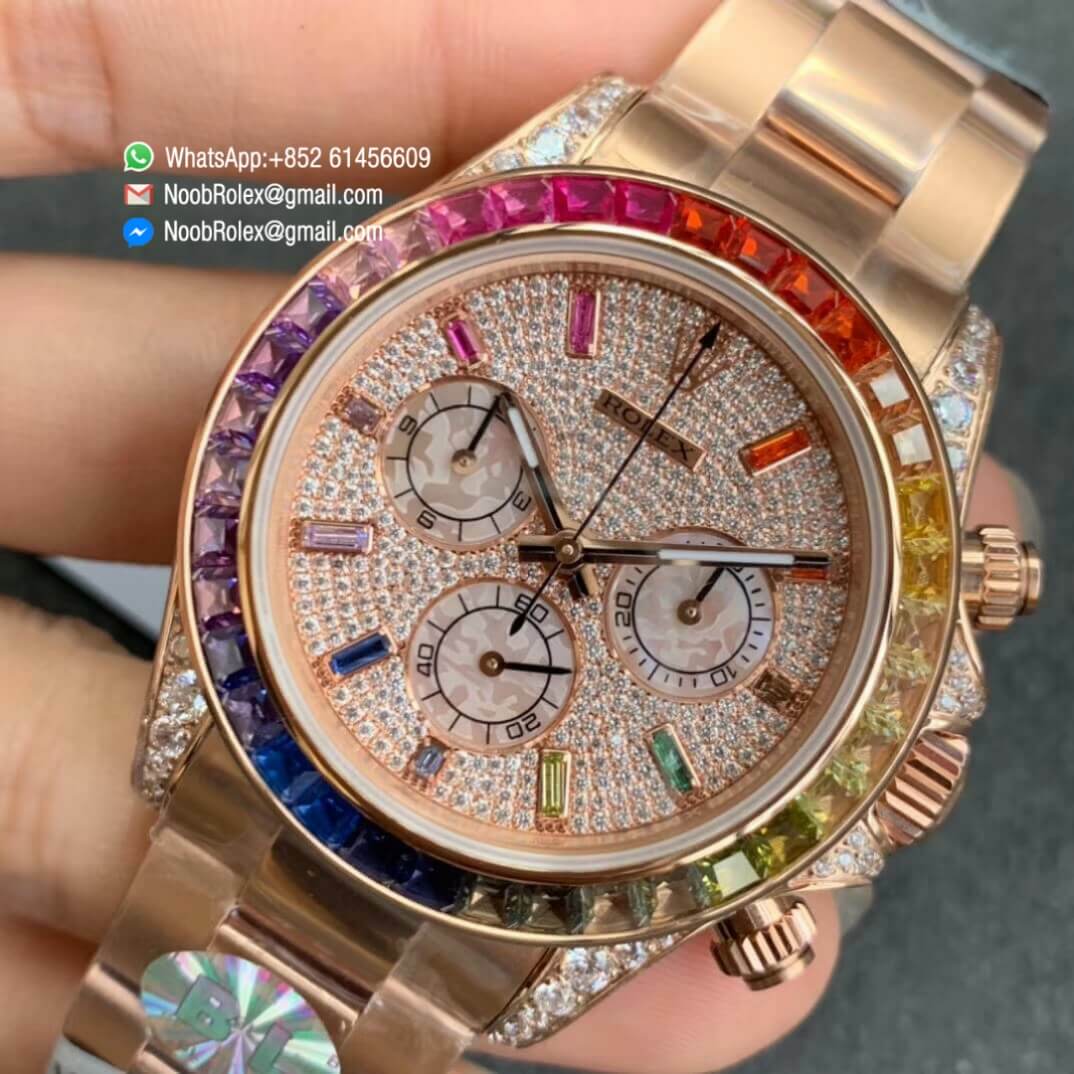 Daytona 116595RBOW RG Rainbow Crystal BLF Best Edition Diamonds Dial on RG Bracelet A4130 8