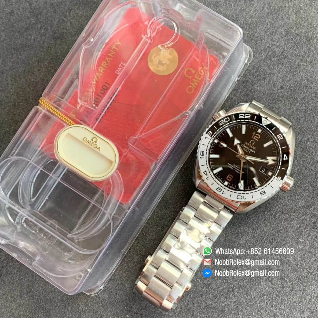 Planet Ocean 600M Tai Chi GMT VSF Best Edition Black White Ceramic Bezel and Black Dial on SS Bracelet A8906 Super Clone 1