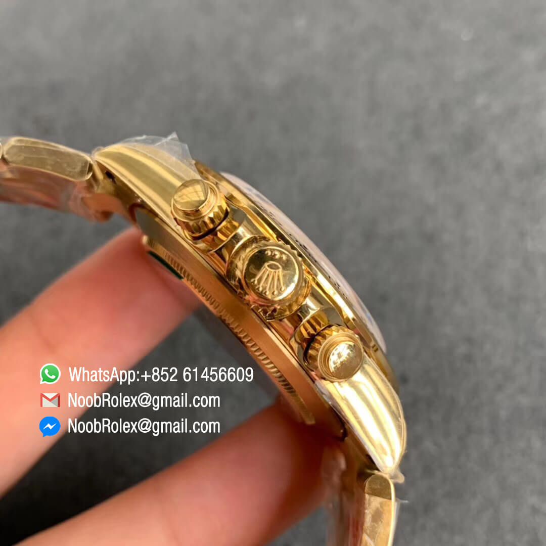 Swiss Watch Replica Noob Factory Watch Daytona 116508 Plated 18K Yellow Gold 904L Steel Case and Bracelet Yellow Gold Dial SA4130 V3 04