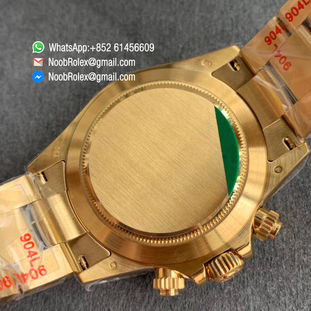 Swiss Watch Replica Noob Factory Watch Daytona 116508 Plated 18K Yellow Gold 904L Steel Case and Bracelet Yellow Gold Dial SA4130 V3 08
