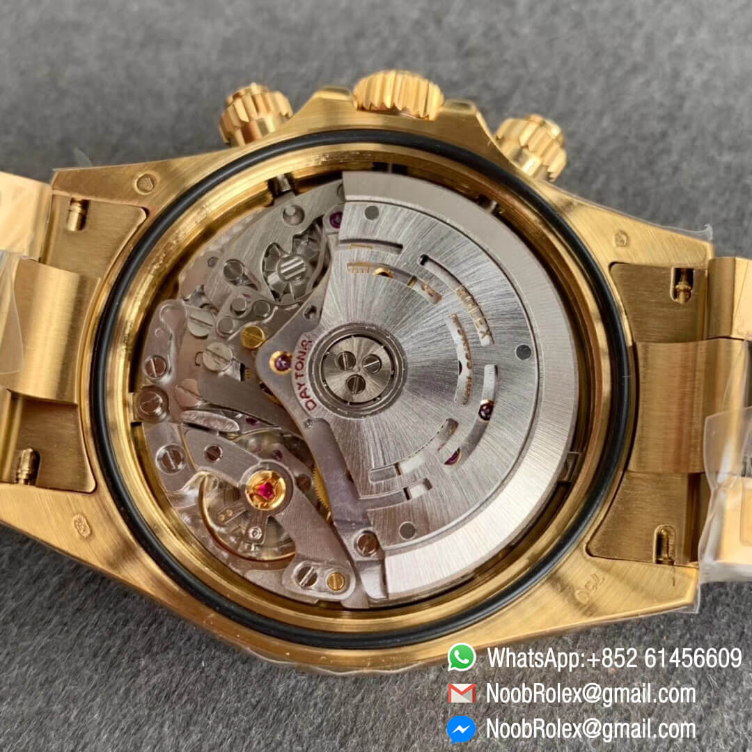 Swiss Watch Replica Noob Factory Watch Daytona 116508 Plated 18K Yellow Gold 904L Steel Case and Bracelet Yellow Gold Dial SA4130 V3 09