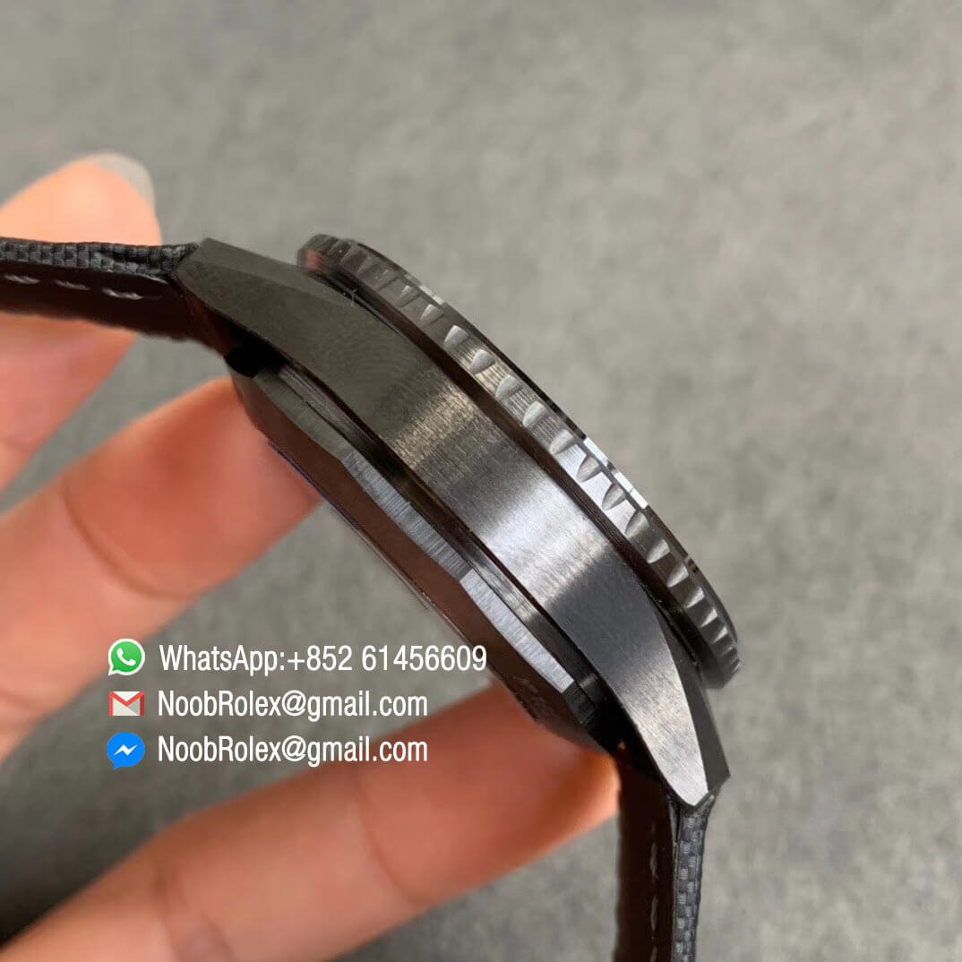 Blancpain Fifty Fathoms Bathyscaphe Black Ceramic Case ZF Best Edition Black Dial on Black Sail Canvas Strap A1315 05