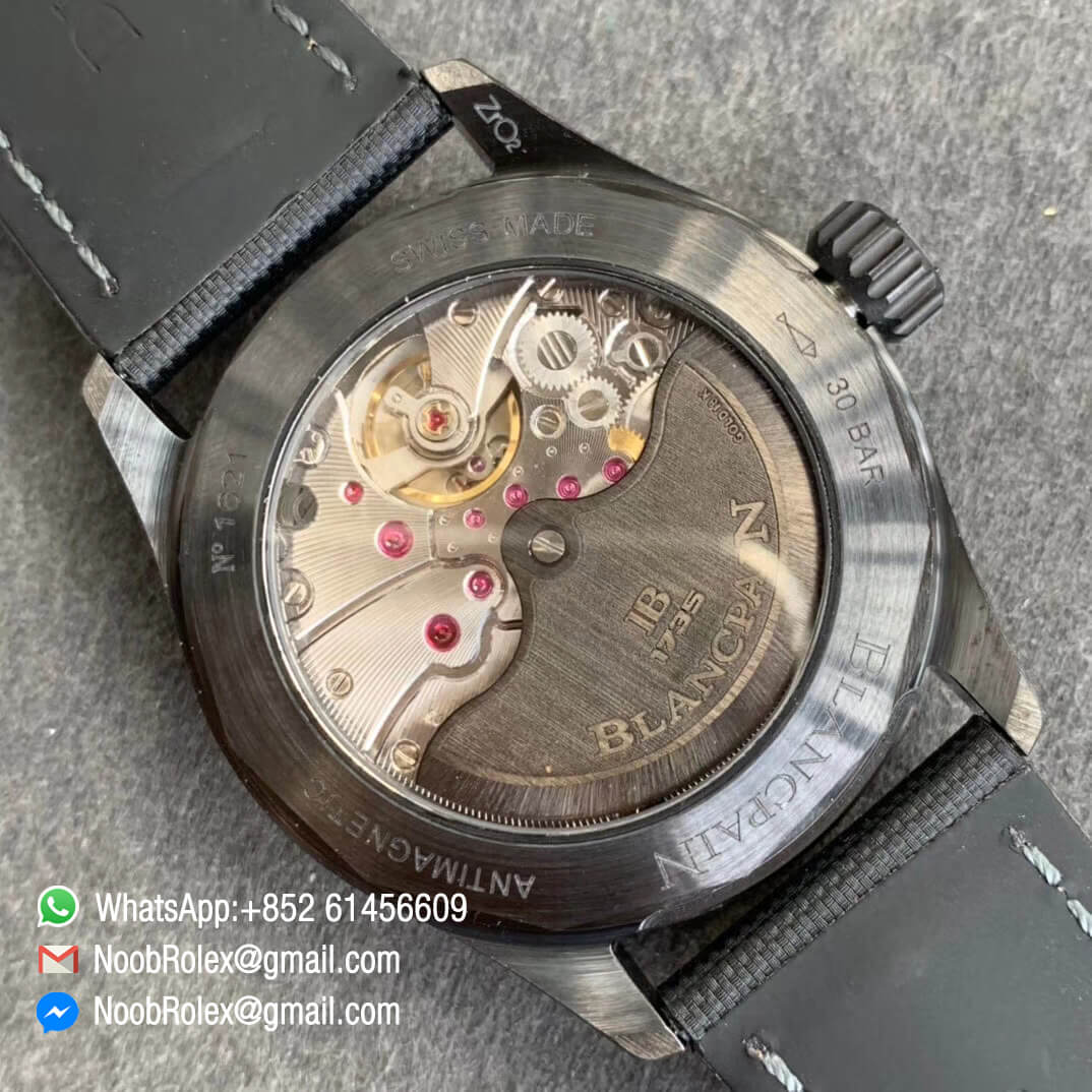 Blancpain Fifty Fathoms Bathyscaphe Black Ceramic Case ZF Best Edition Black Dial on Black Sail Canvas Strap A1315 08