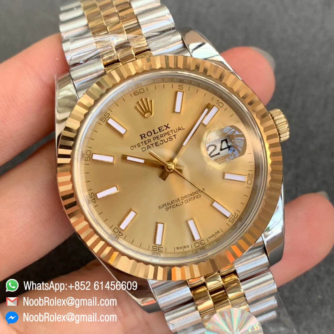 DateJust 41 126333 ARF Best Edition 904L Steel Case with Plated Gold Bezel with Yollow Gold Lumed Dial on Bicolor Jubilee Bracelet A2824 02