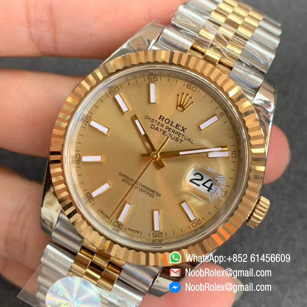 DateJust 41 126333 ARF Best Edition 904L Steel Case with Plated Gold Bezel with Yollow Gold Lumed Dial on Bicolor Jubilee Bracelet A2824 03