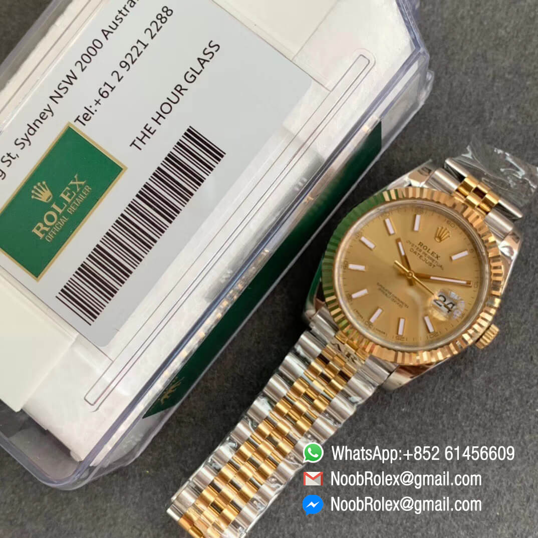 DateJust 41 126333 ARF Best Edition 904L Steel Case with Plated Gold Bezel with Yollow Gold Lumed Dial on Bicolor Jubilee Bracelet A2824 09