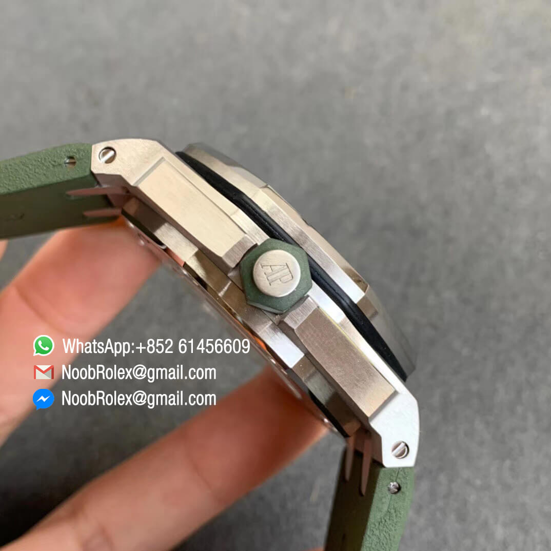 JF Watch Royal Oak Offshore Diver 15710 Green Dial and Green Rubber Strap Super Asian Clone 3120 04