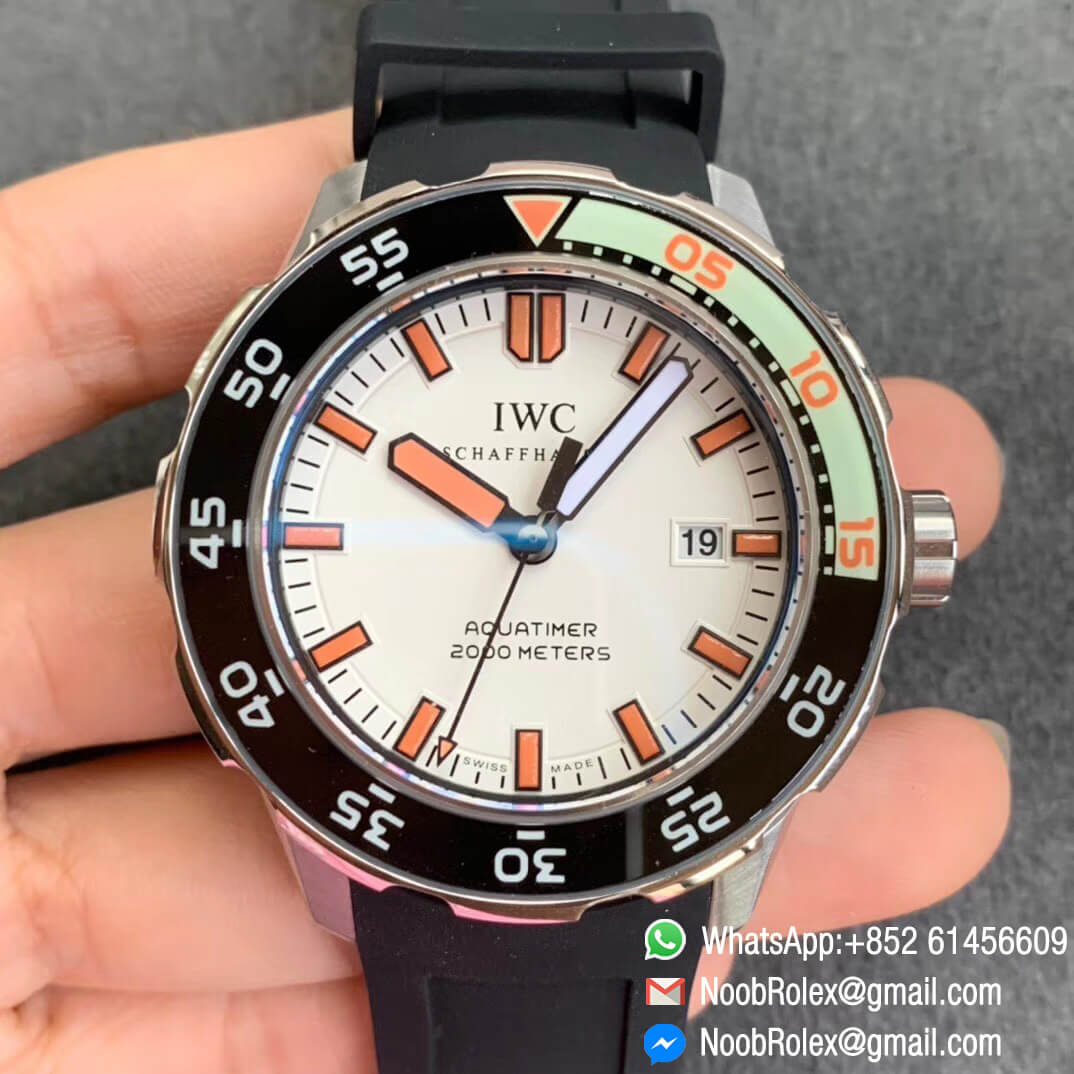 Noob Watch Aquatimer Dive Watch IW356811 Black Orange Bezel White Dial 44mm Steel Case A2892 Auto Caliber IWS Factory Top Quality 01