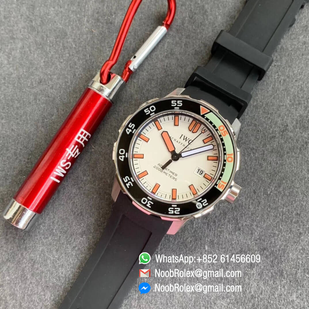 Noob Watch Aquatimer Dive Watch IW356811 Black Orange Bezel White Dial 44mm Steel Case A2892 Auto Caliber IWS Factory Top Quality 11