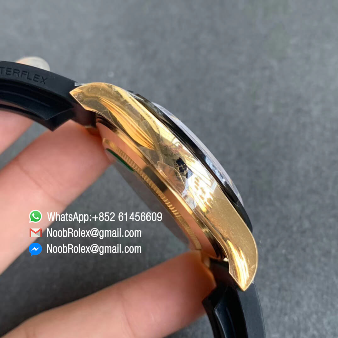 Noob Watch SA4130 V3 Daytona 116518 Yellow Gold Plated 904L Steel Case White Dial on Black Rubber Strap 05