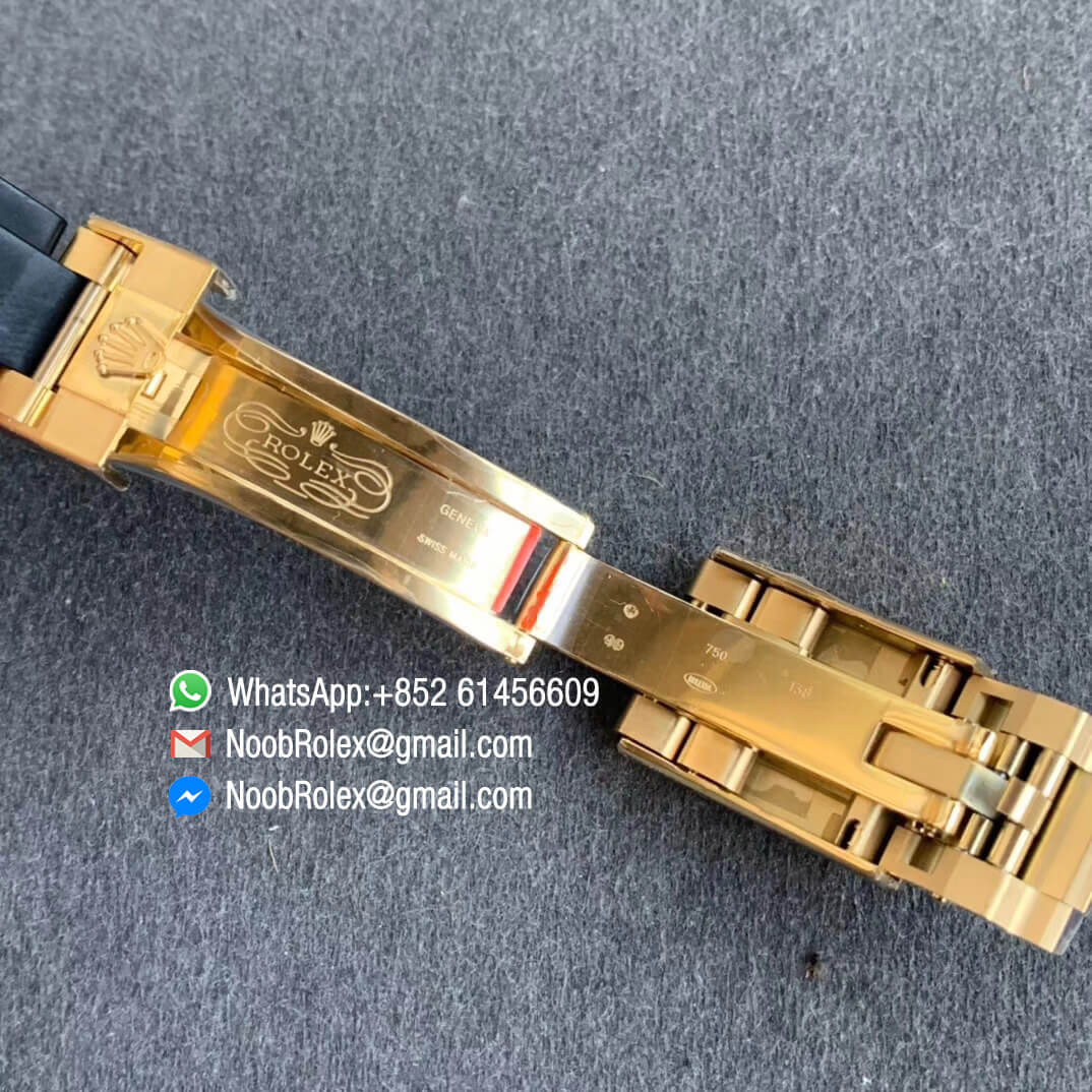 Noob Watch SA4130 V3 Daytona 116518 Yellow Gold Plated 904L Steel Case White Dial on Black Rubber Strap 07